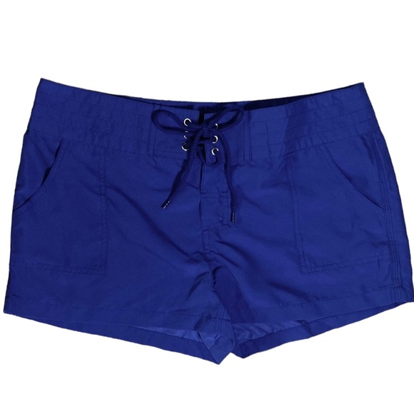 Sunset Med Blue Board Shorts Lace Tie Waist NWOT - Picture 3 of 6